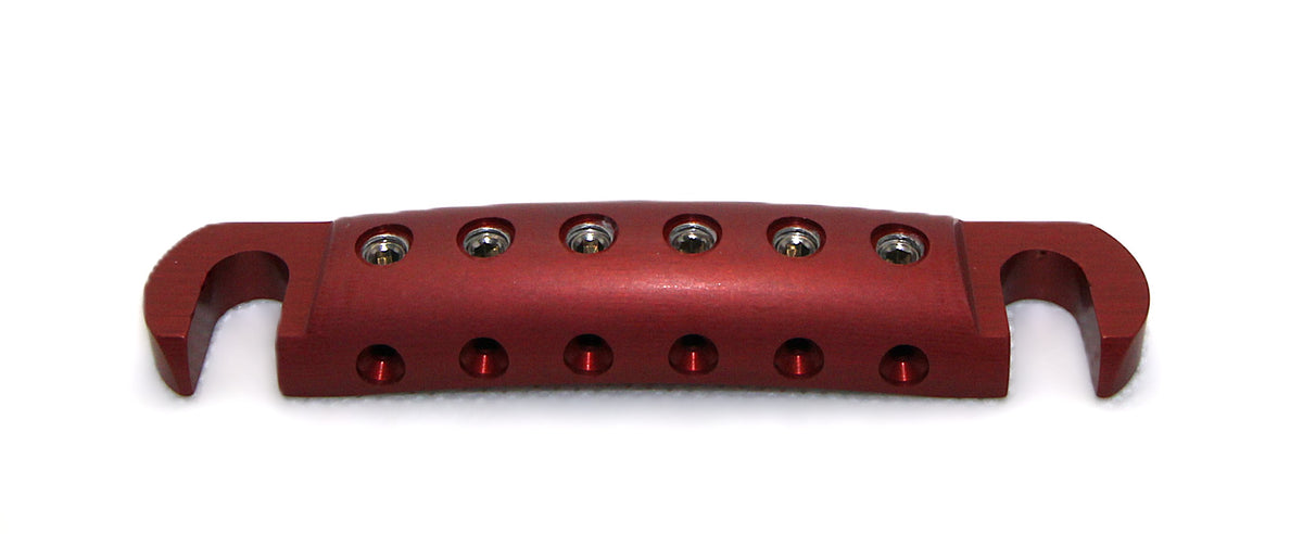 Dark rose anodized Steadfast Stopbar, front view, with stainless steel set screws. Best Quality