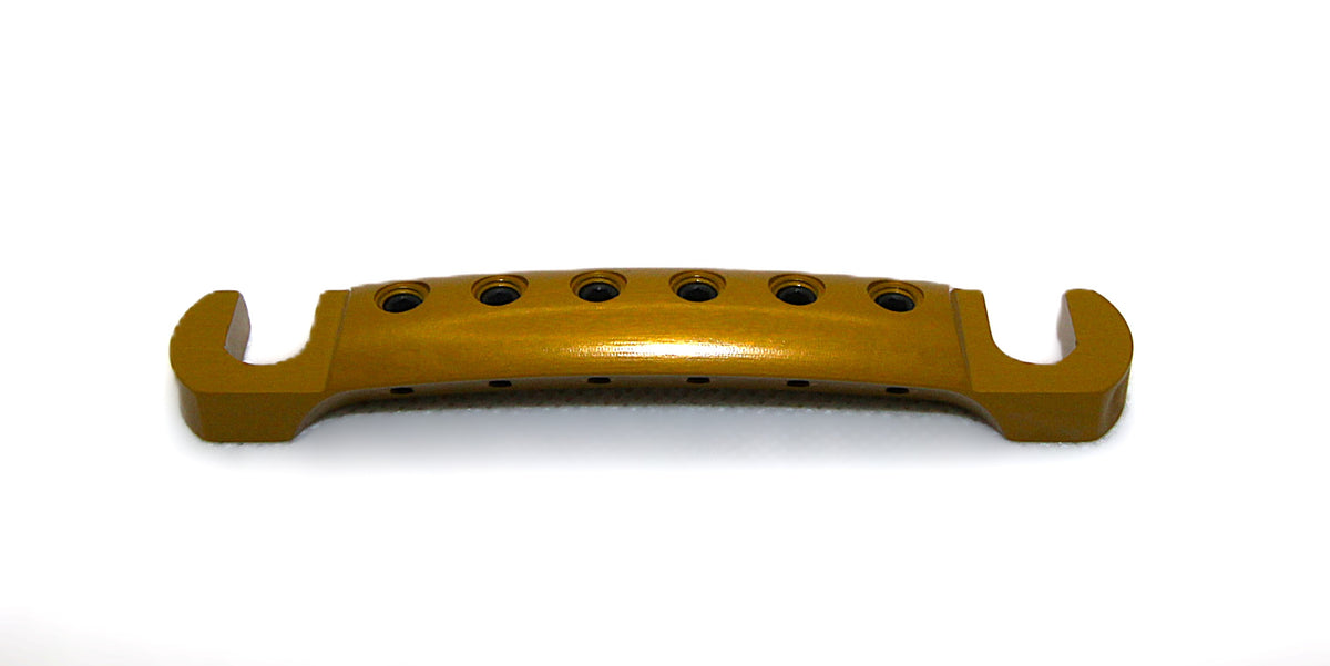 Rear view of the polished gold anodized Steadfast Stopbar and its curved top profile. Best Quality